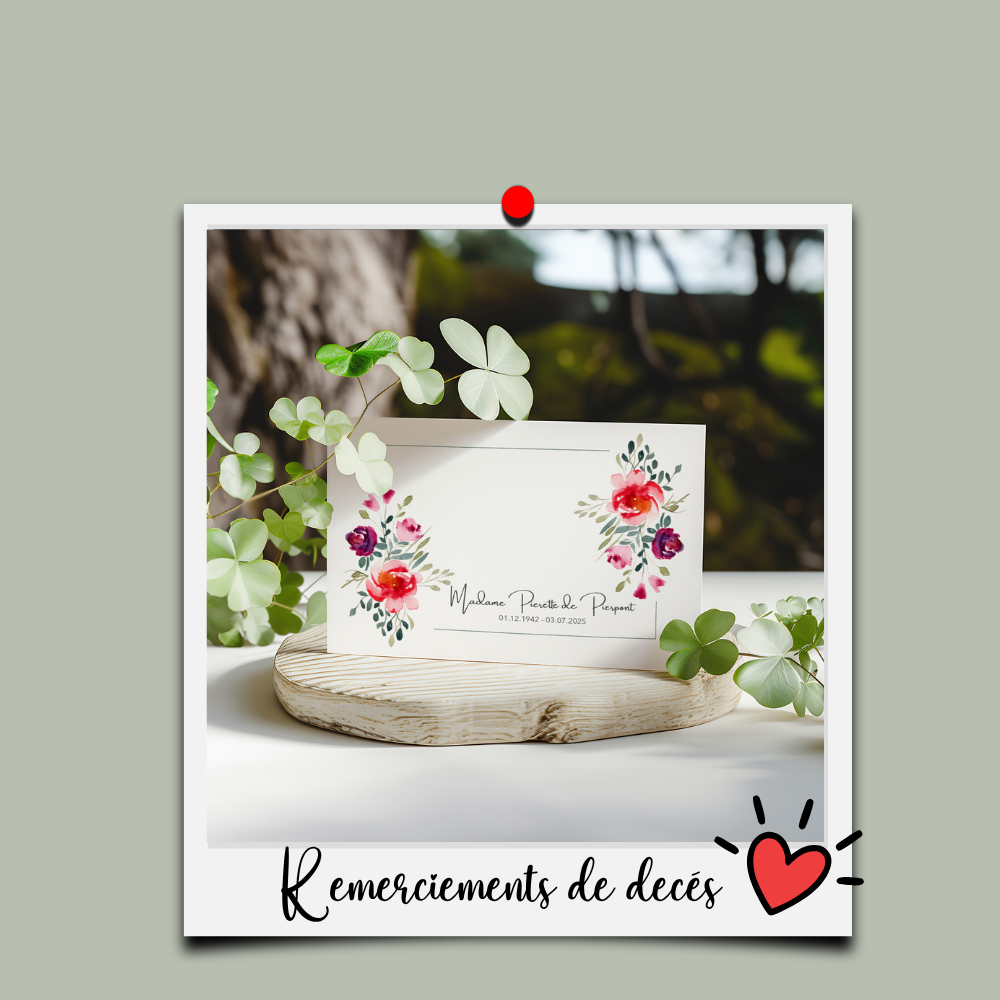 Remerciements de décès personnalisés
