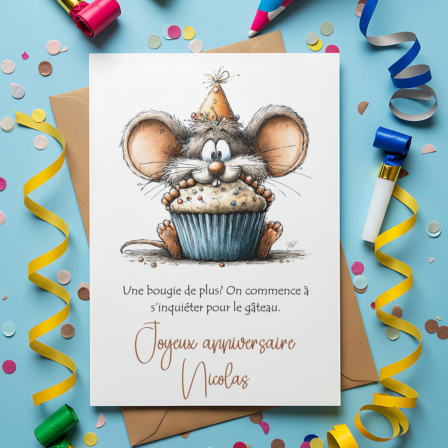 Carte anniversaire personnalisée humour – Bougie de plus | Carte drôle et originale