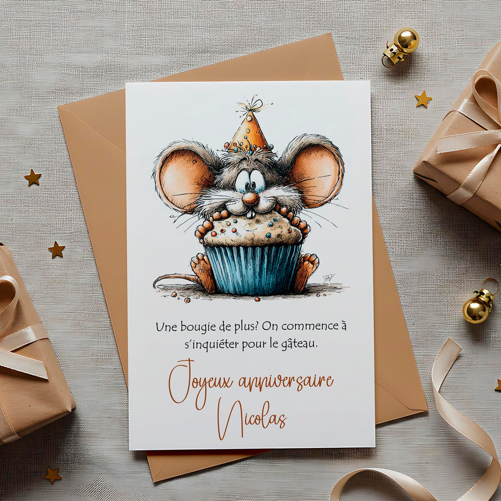 Carte anniversaire personnalisée humour – Bougie de plus | Carte drôle et originale