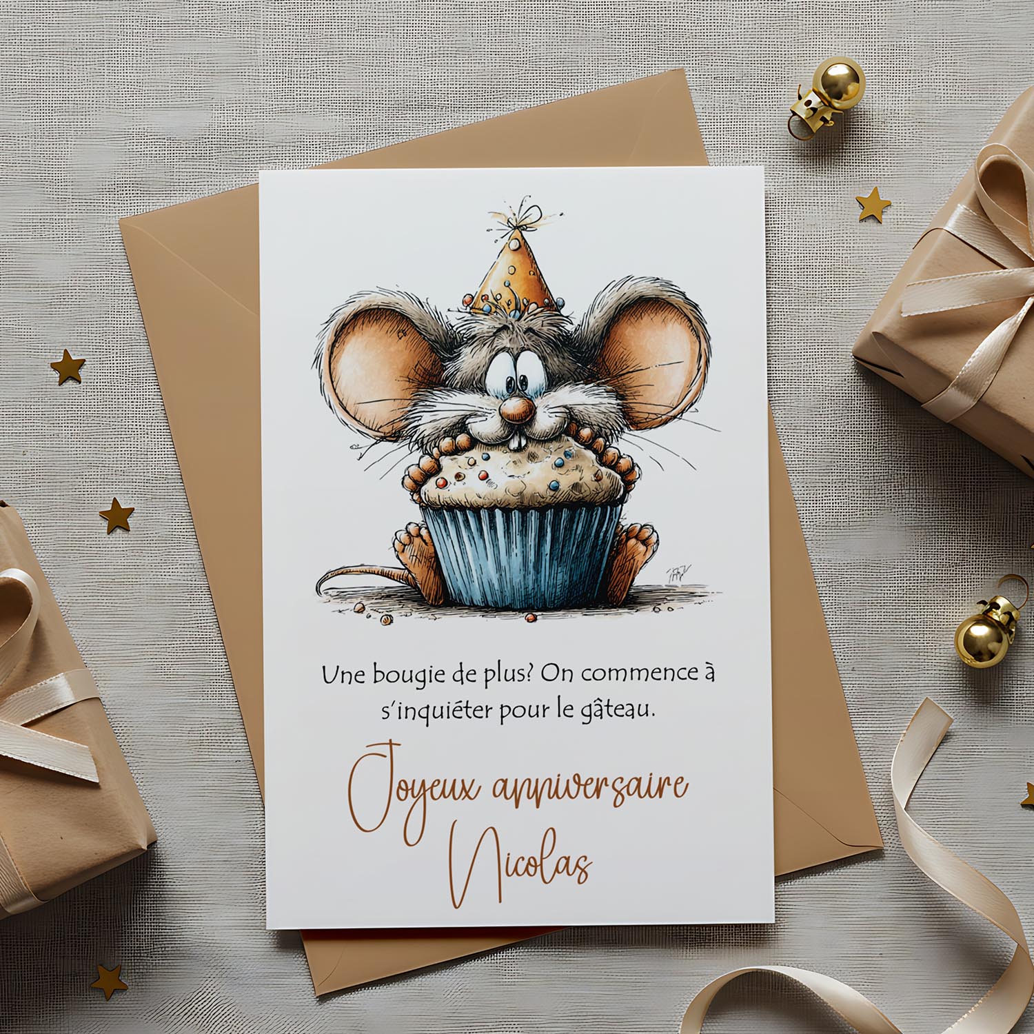 Carte anniversaire personnalisée humour – Bougie de plus | Carte drôle et originale