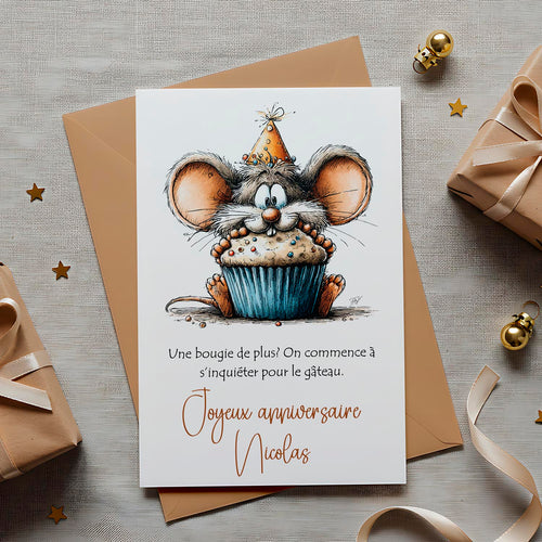 Carte anniversaire personnalisée humour – Bougie de plus | Carte drôle et originale