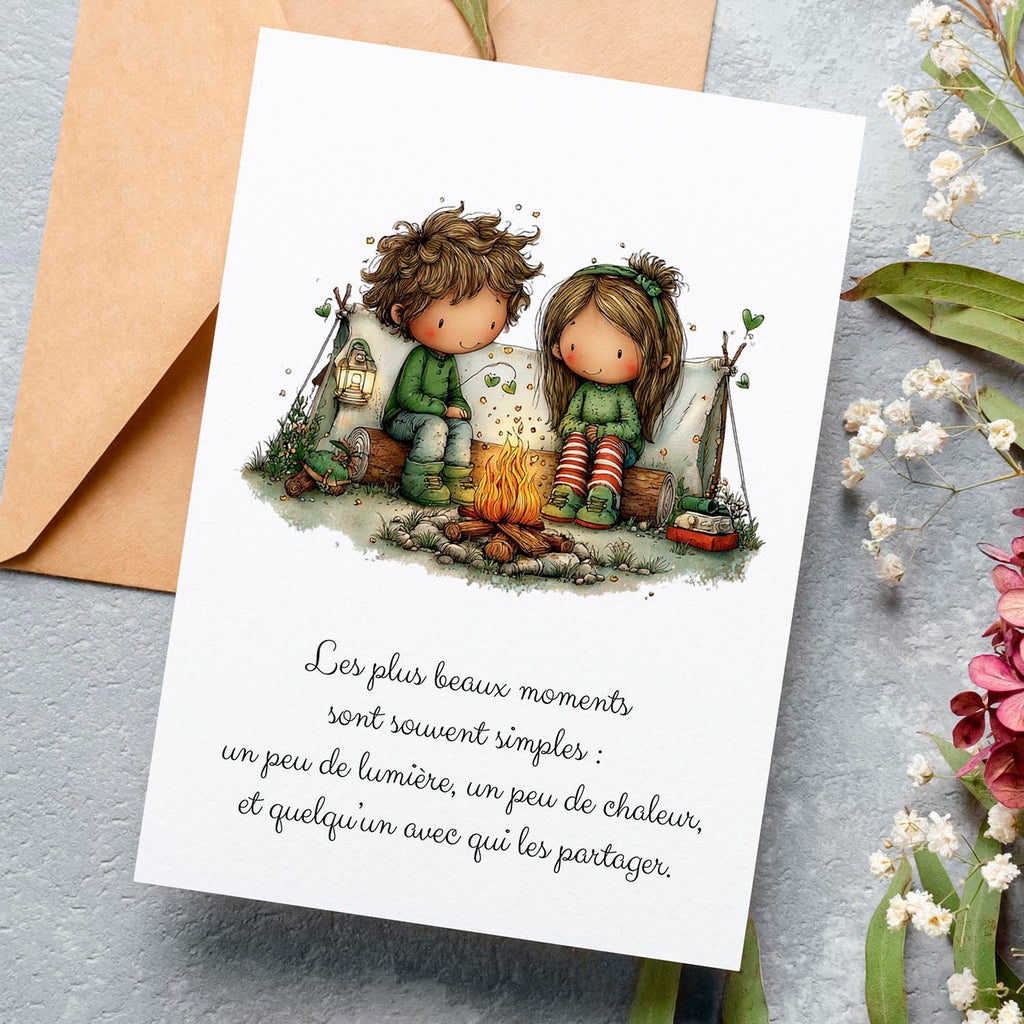 Carte message bonheur – Moments simples à partager | Carte poétique et chaleureuse