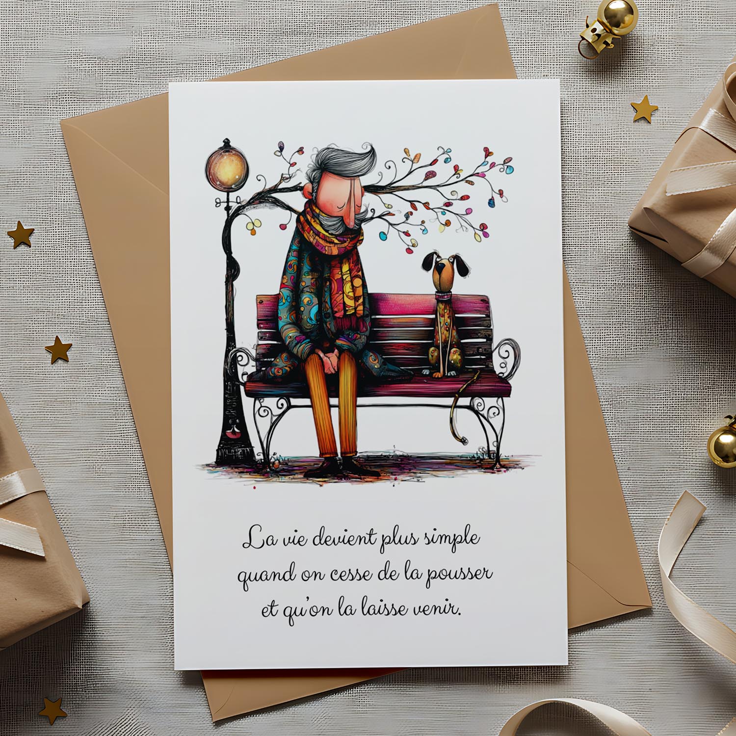 Carte message inspirant – Lâcher-prise et simplicité | Carte poétique et apaisante