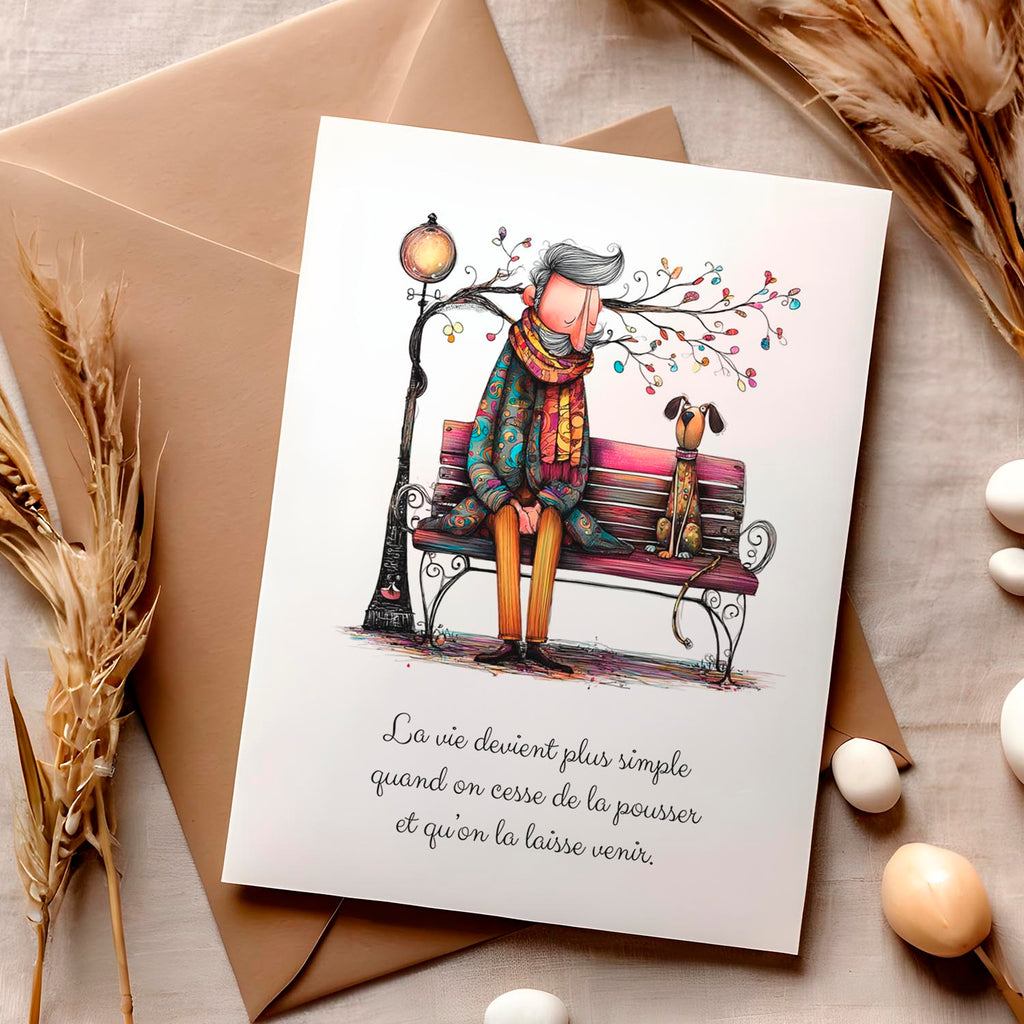 Carte message inspirant – Lâcher-prise et simplicité | Carte poétique et apaisante