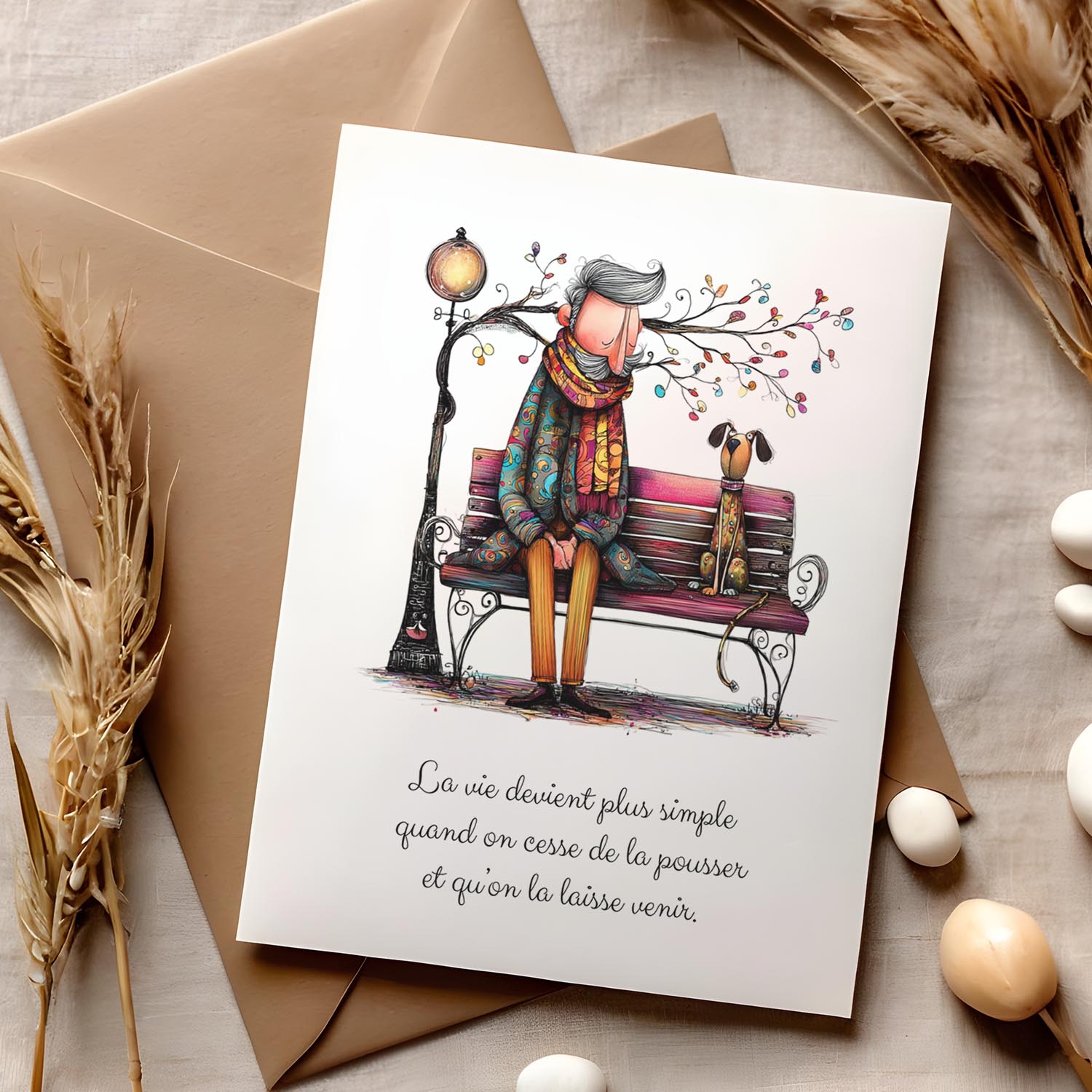Carte message inspirant – Lâcher-prise et simplicité | Carte poétique et apaisante
