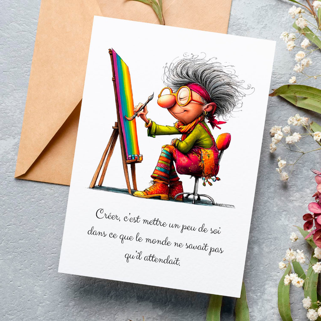 Carte message inspirant – Créativité et expression | Carte artistique et motivante