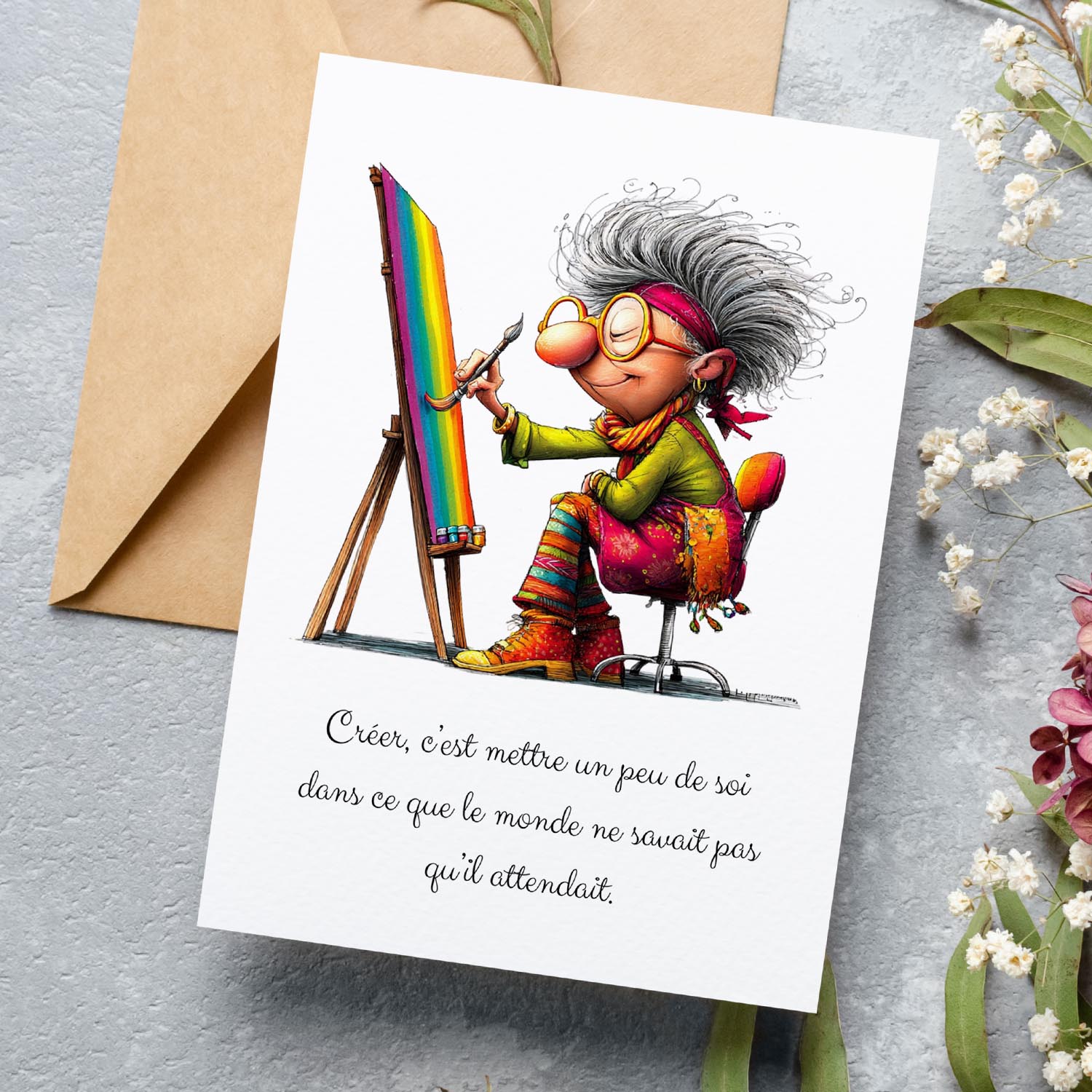 Carte message inspirant – Créativité et expression | Carte artistique et motivante