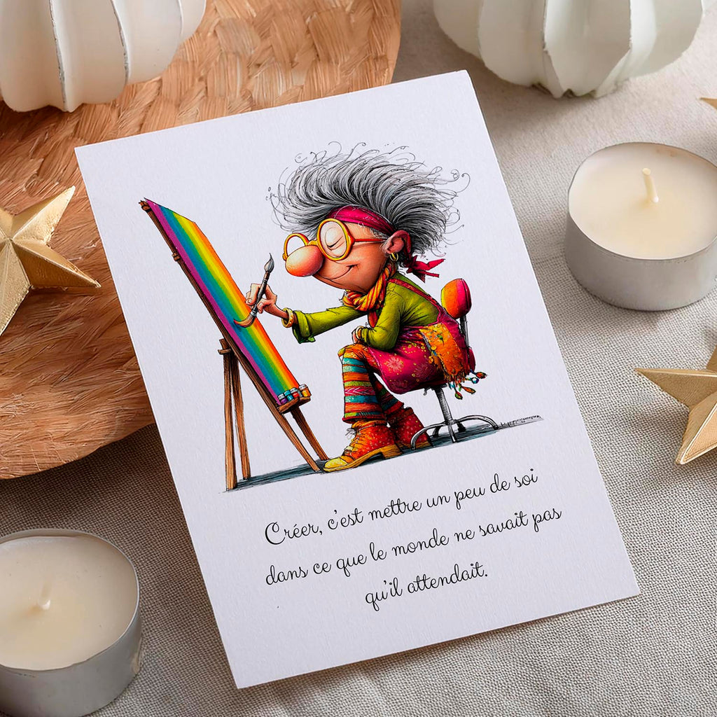 Carte message inspirant – Créativité et expression | Carte artistique et motivante