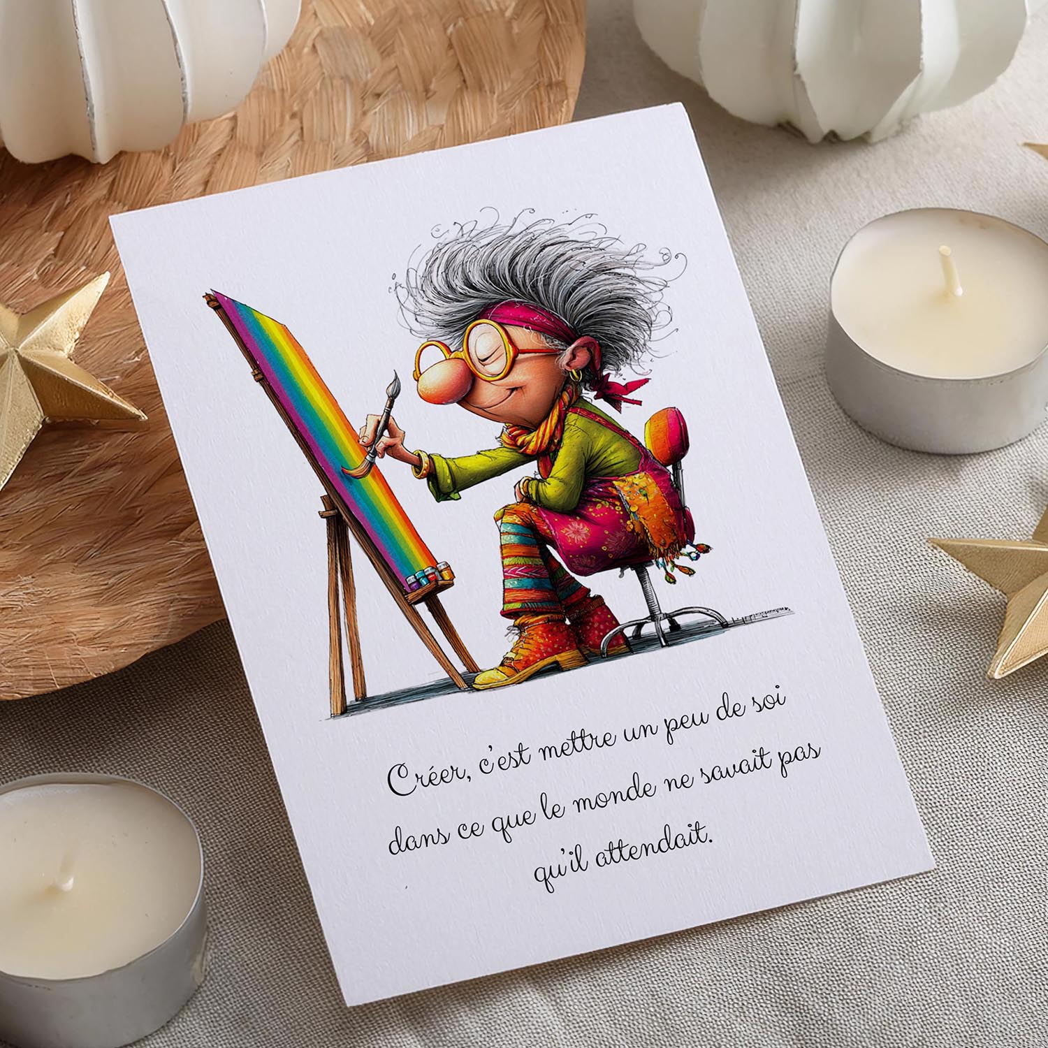 Carte message inspirant – Créativité et expression | Carte artistique et motivante