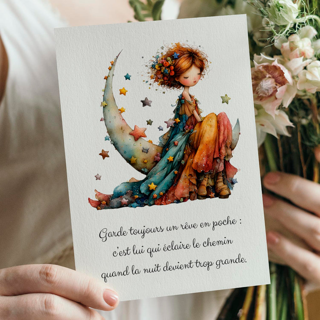 Carte message inspirant – Rêve et espoir | Carte poétique et lumineuse