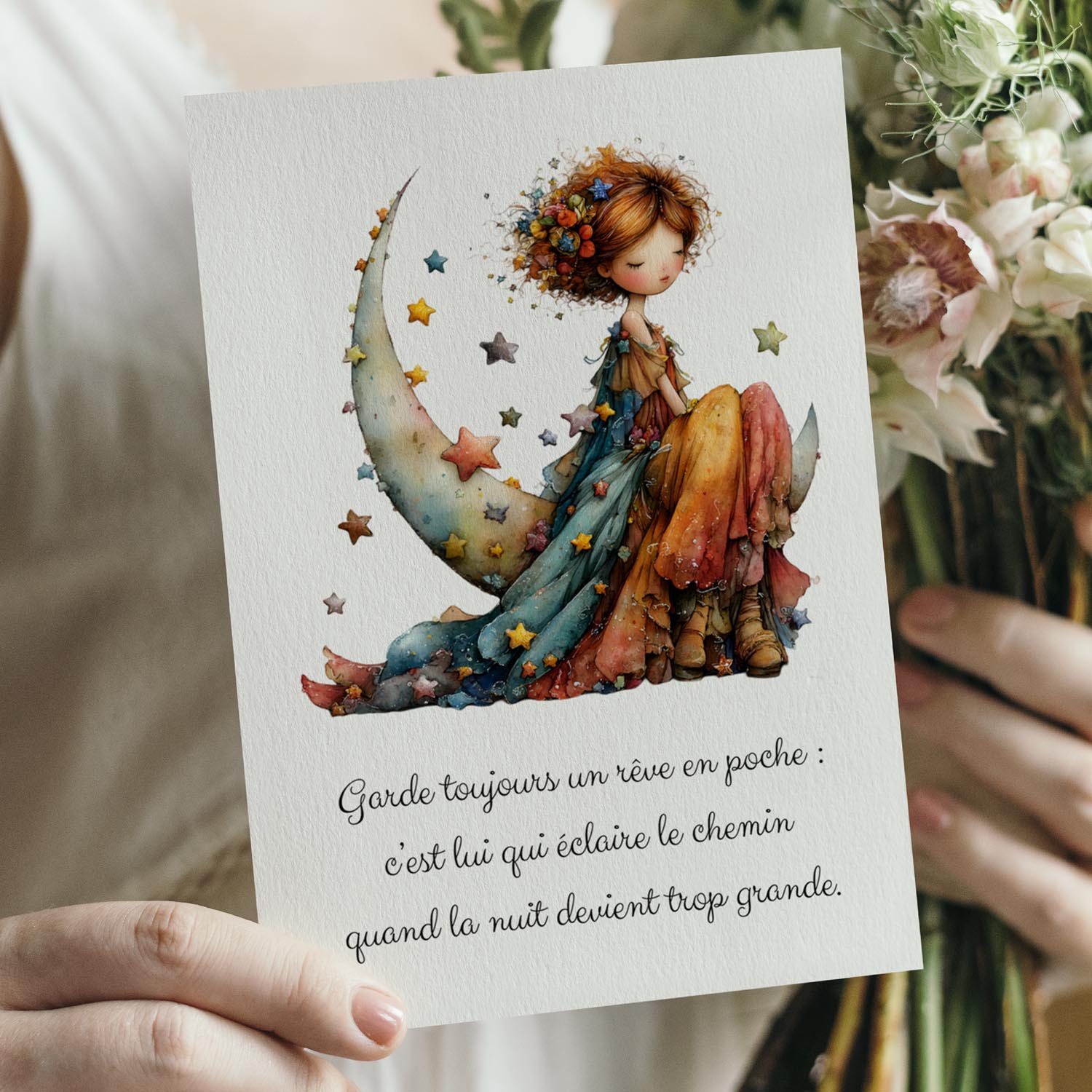 Carte message inspirant – Rêve et espoir | Carte poétique et lumineuse