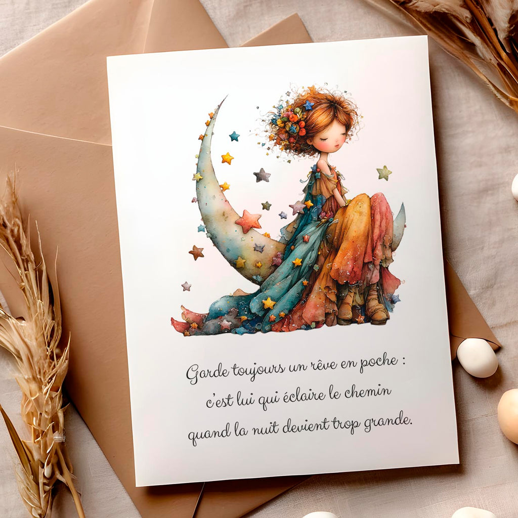 Carte message inspirant – Rêve et espoir | Carte poétique et lumineuse