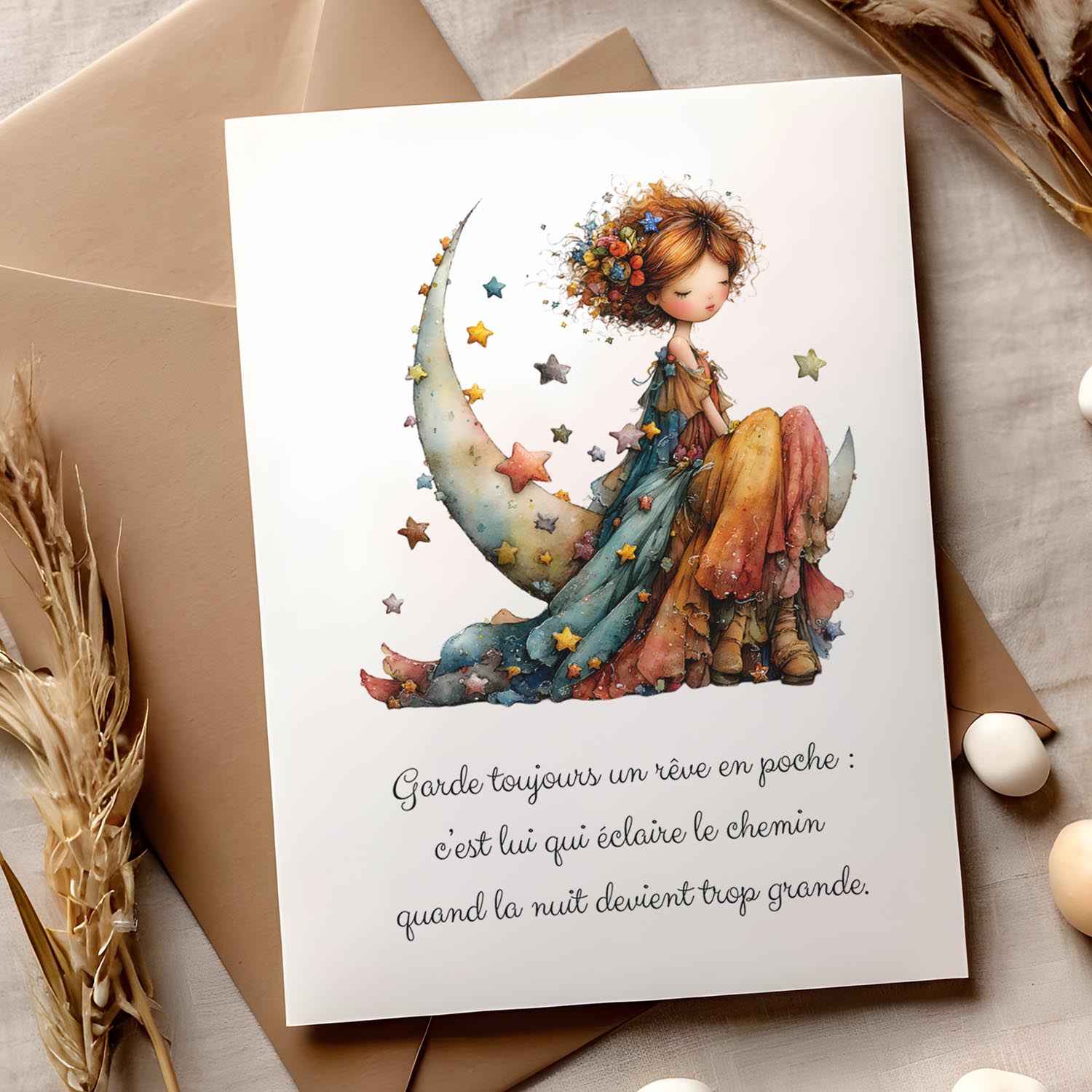 Carte message inspirant – Rêve et espoir | Carte poétique et lumineuse