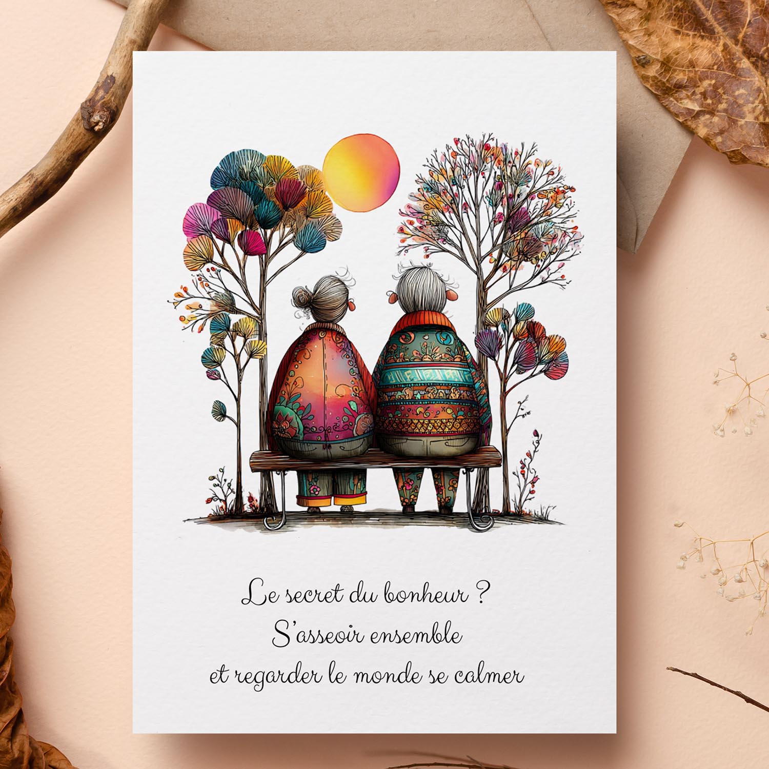 Carte message bonheur – Moments simples à deux | Carte poétique et apaisante