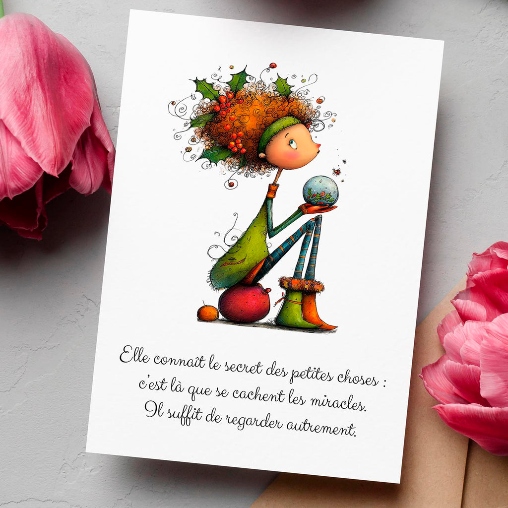 Carte message inspirant – Petits miracles du quotidien | Carte poétique et positive
