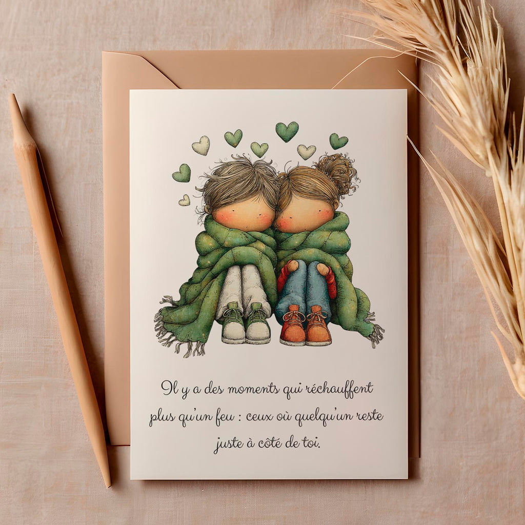 Carte message amour – Présence et réconfort | Carte poétique et chaleureuse