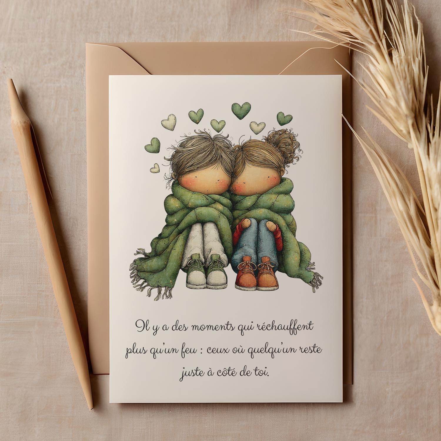 Carte message amour – Présence et réconfort | Carte poétique et chaleureuse