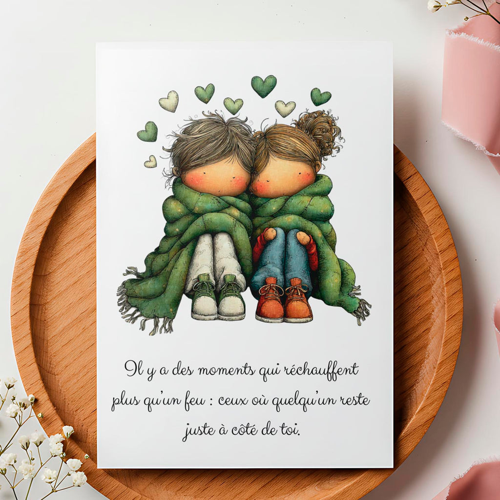 Carte message amour – Présence et réconfort | Carte poétique et chaleureuse