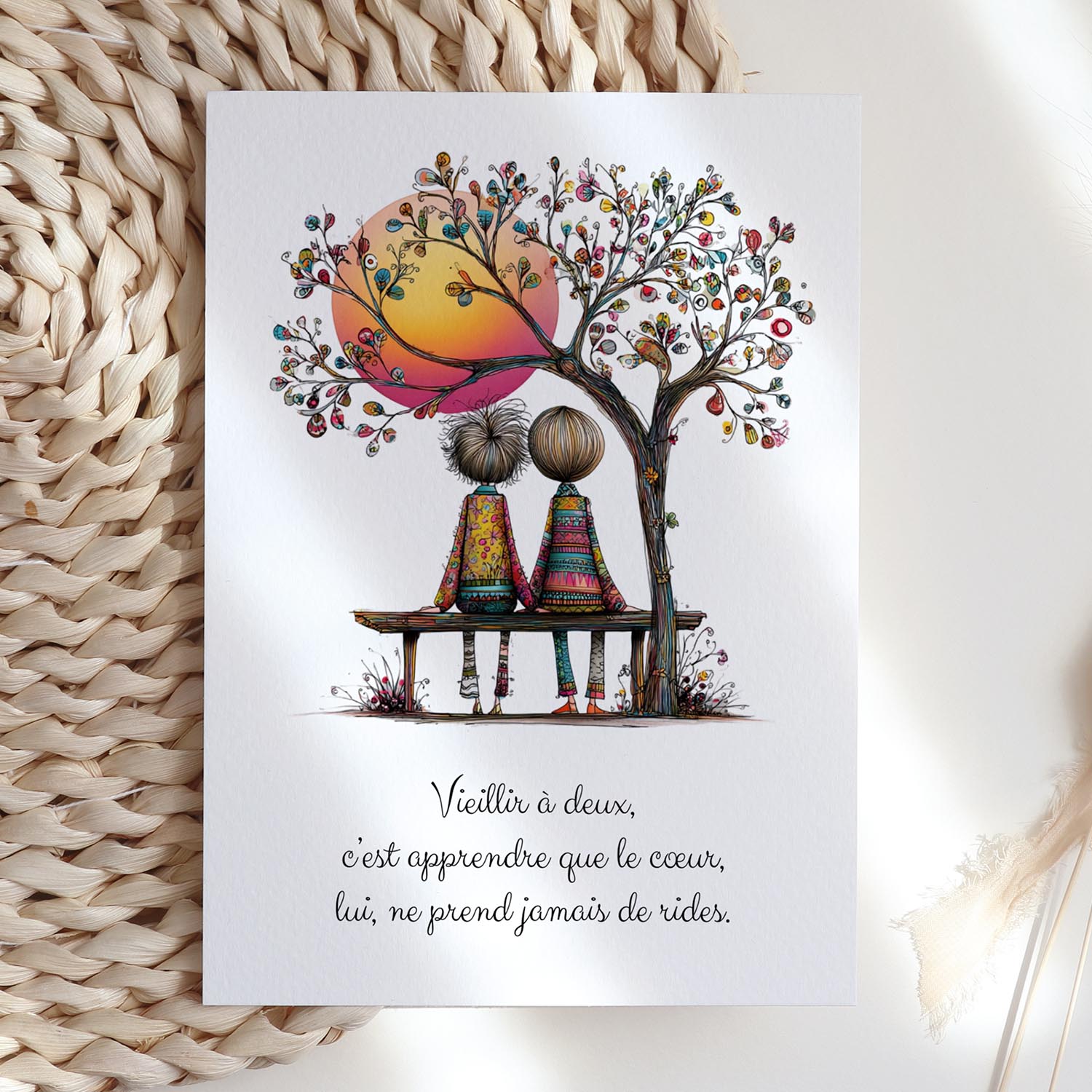 Carte message amour – Vieillir à deux | Carte poétique et intemporelle