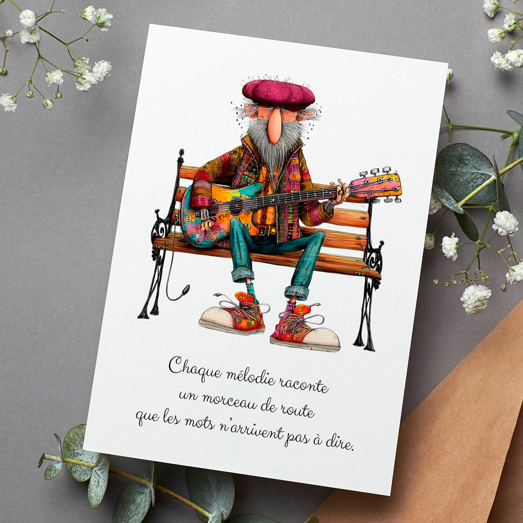 Carte message inspirant – Musique et émotions | Carte poétique et artistique