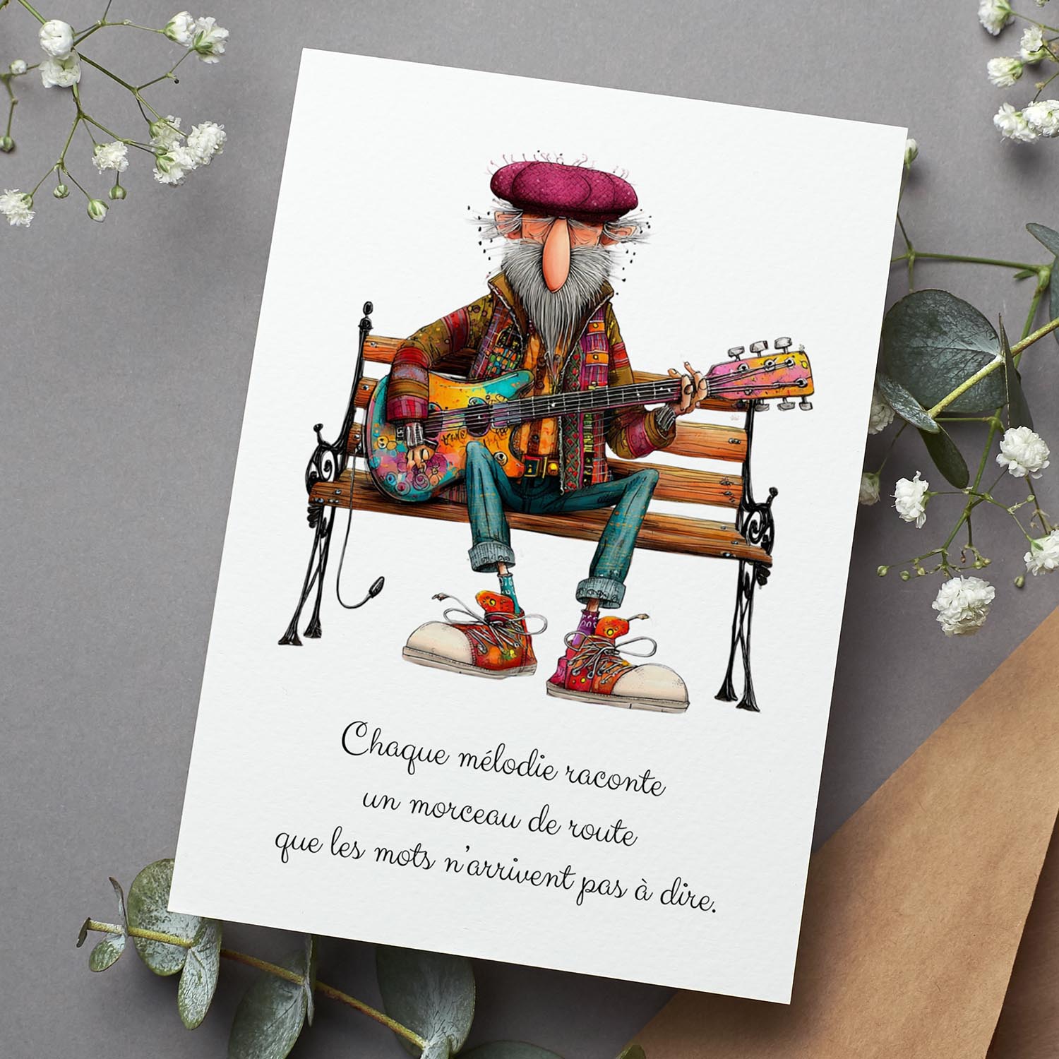 Carte message inspirant – Musique et émotions | Carte poétique et artistique
