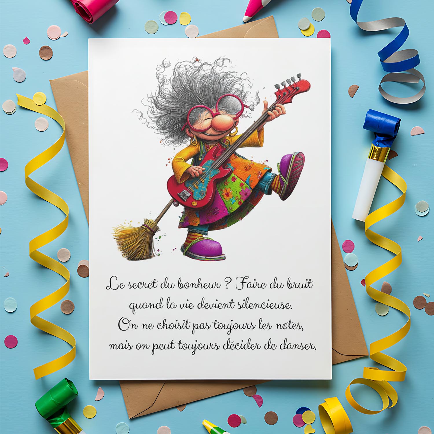 Carte message inspirant – Joie et résilience | Carte musicale et positive