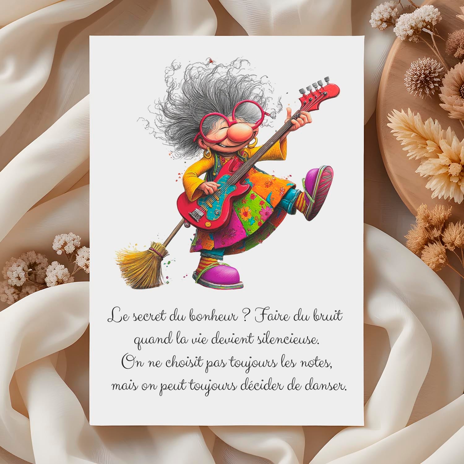 Carte message inspirant – Joie et résilience | Carte musicale et positive