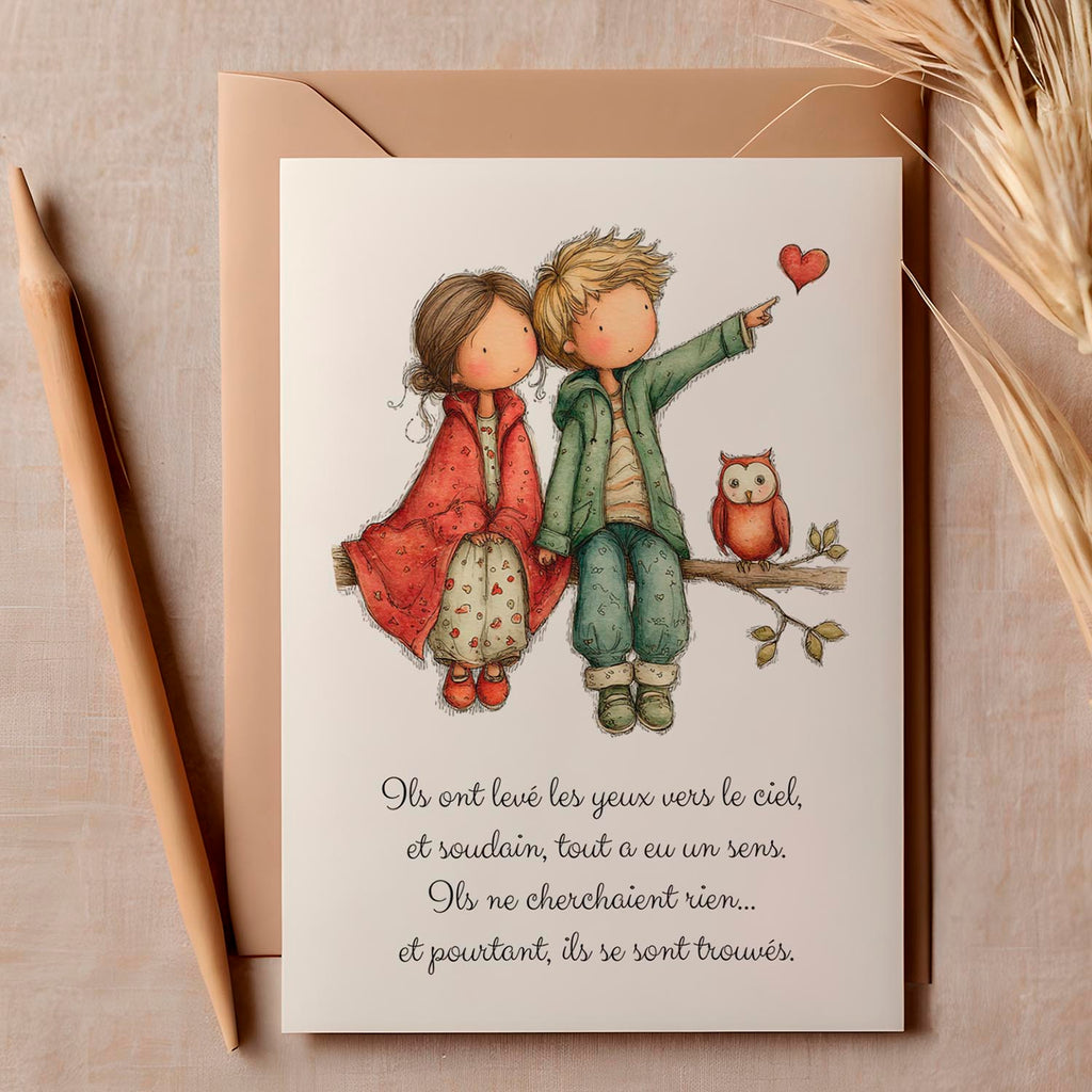 Carte message amour – Rencontre et évidence | Carte poétique et touchante