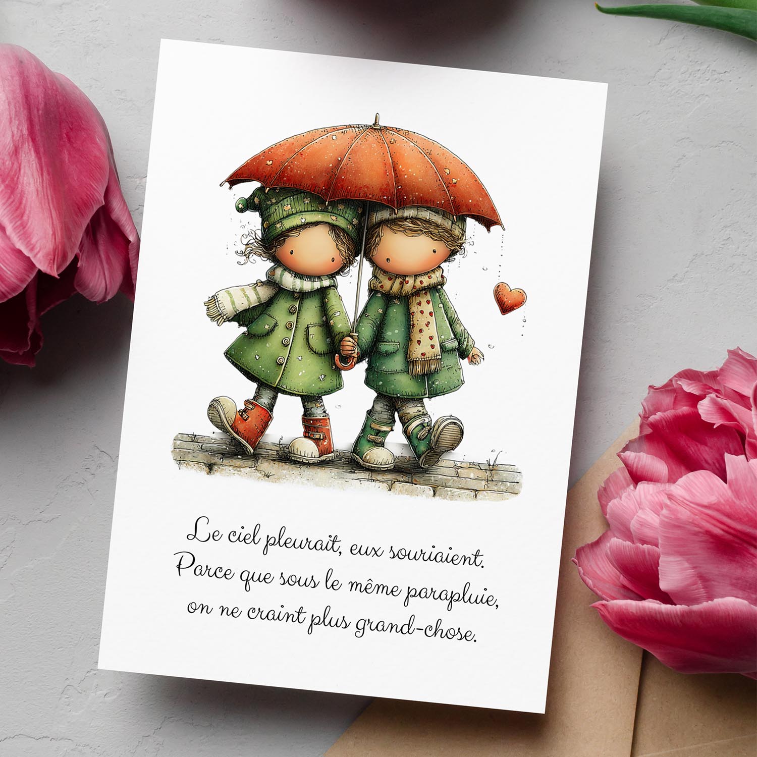 Carte message amour – Soutien et complicité | Carte poétique et réconfortante