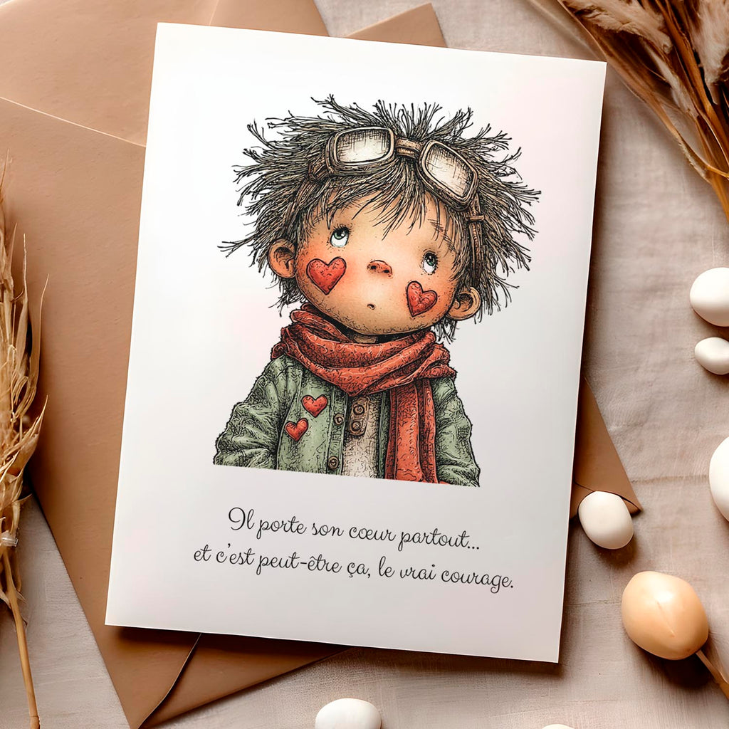 Carte message inspirant – Courage et sensibilité | Carte poétique et émotive