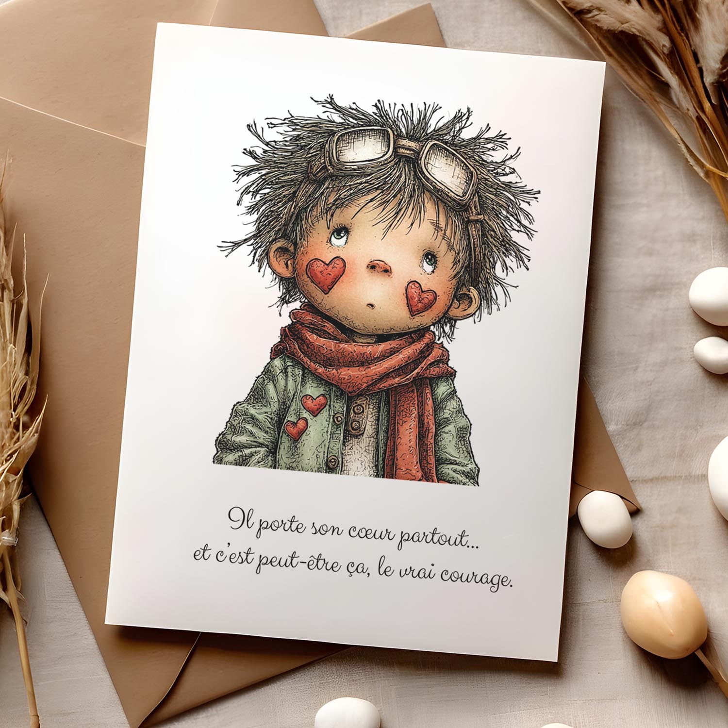 Carte message inspirant – Courage et sensibilité | Carte poétique et émotive