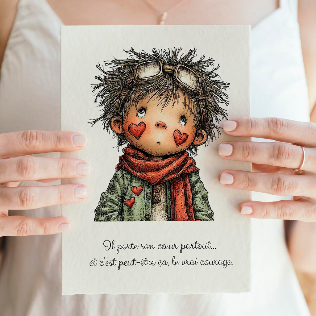 Carte message inspirant – Courage et sensibilité | Carte poétique et émotive