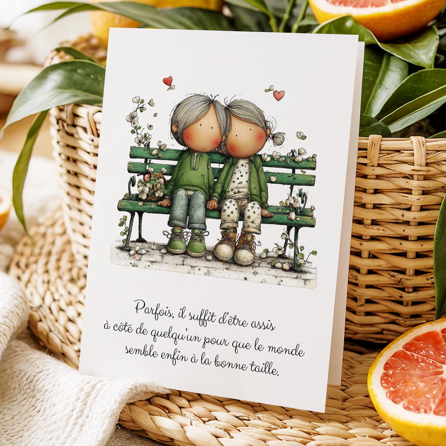 Carte message amour – Sérénité à deux | Carte poétique et apaisante