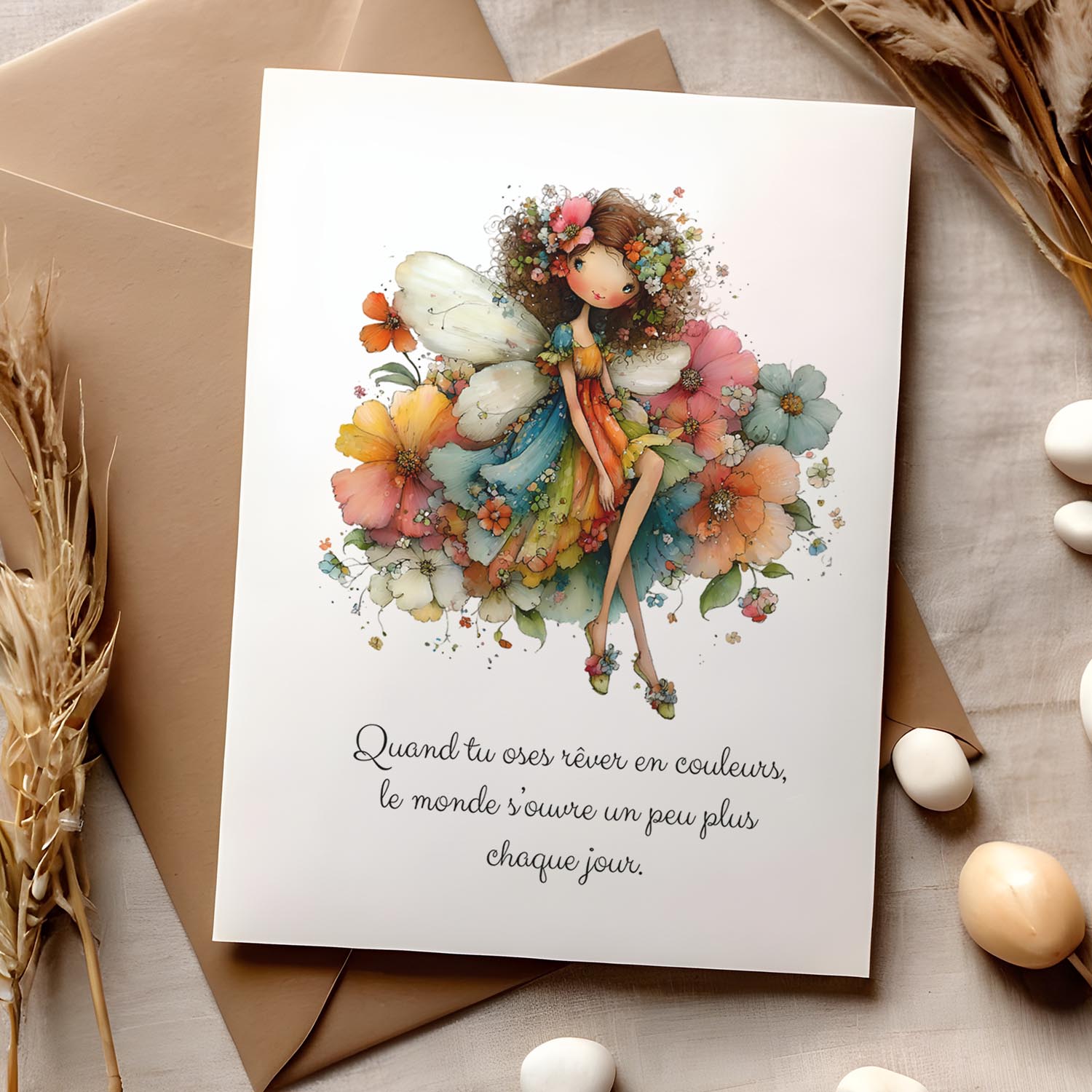 Carte message inspirant – Rêver en couleurs | Carte poétique et positive