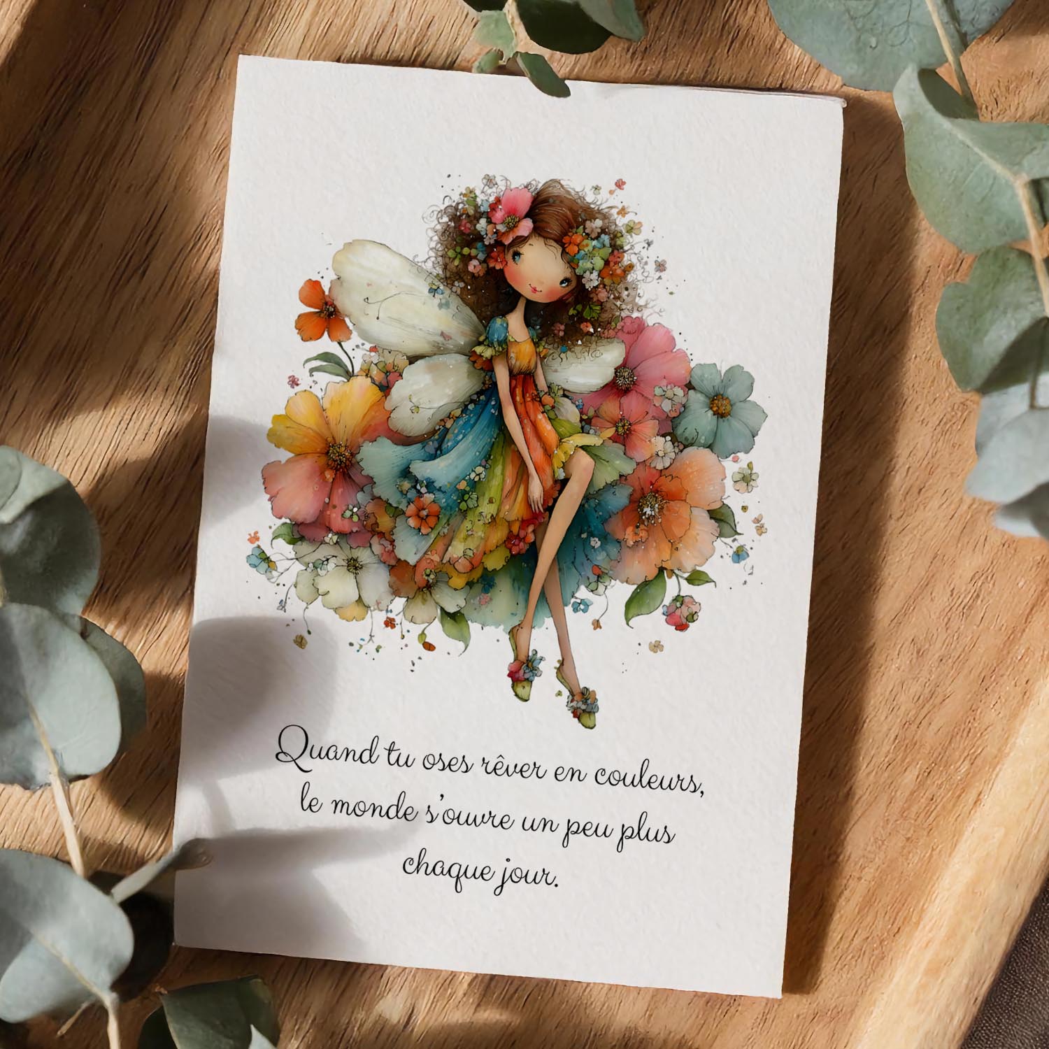 Carte message inspirant – Rêver en couleurs | Carte poétique et positive