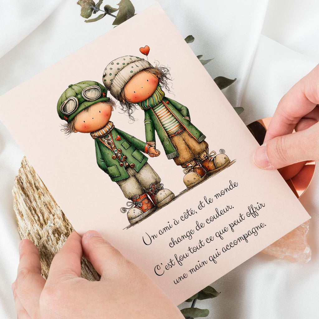 Carte message amitié – Présence et complicité | Carte poétique et touchante