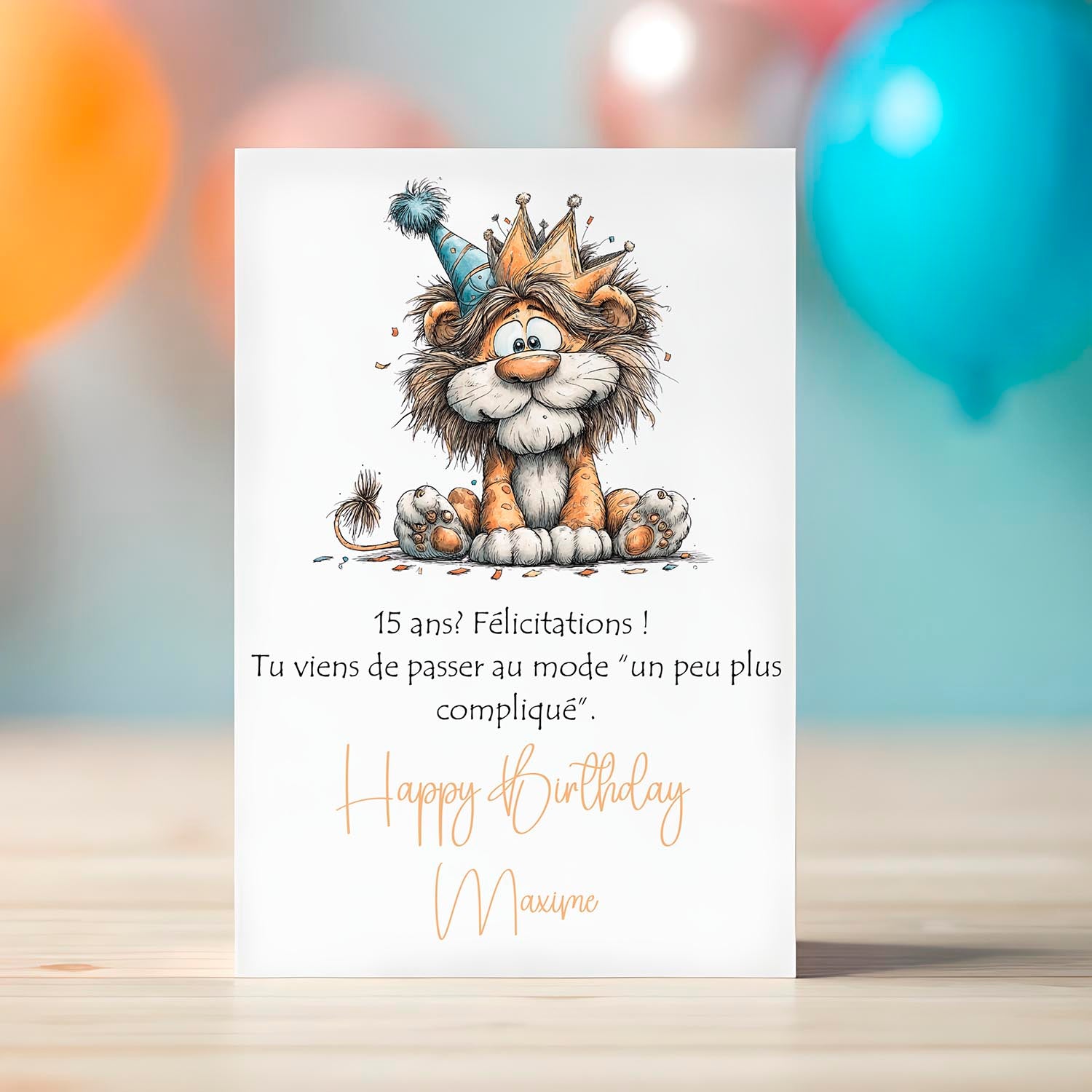 Carte anniversaire personnalisée 15 ans humour – Passage ado | Carte drôle et originale