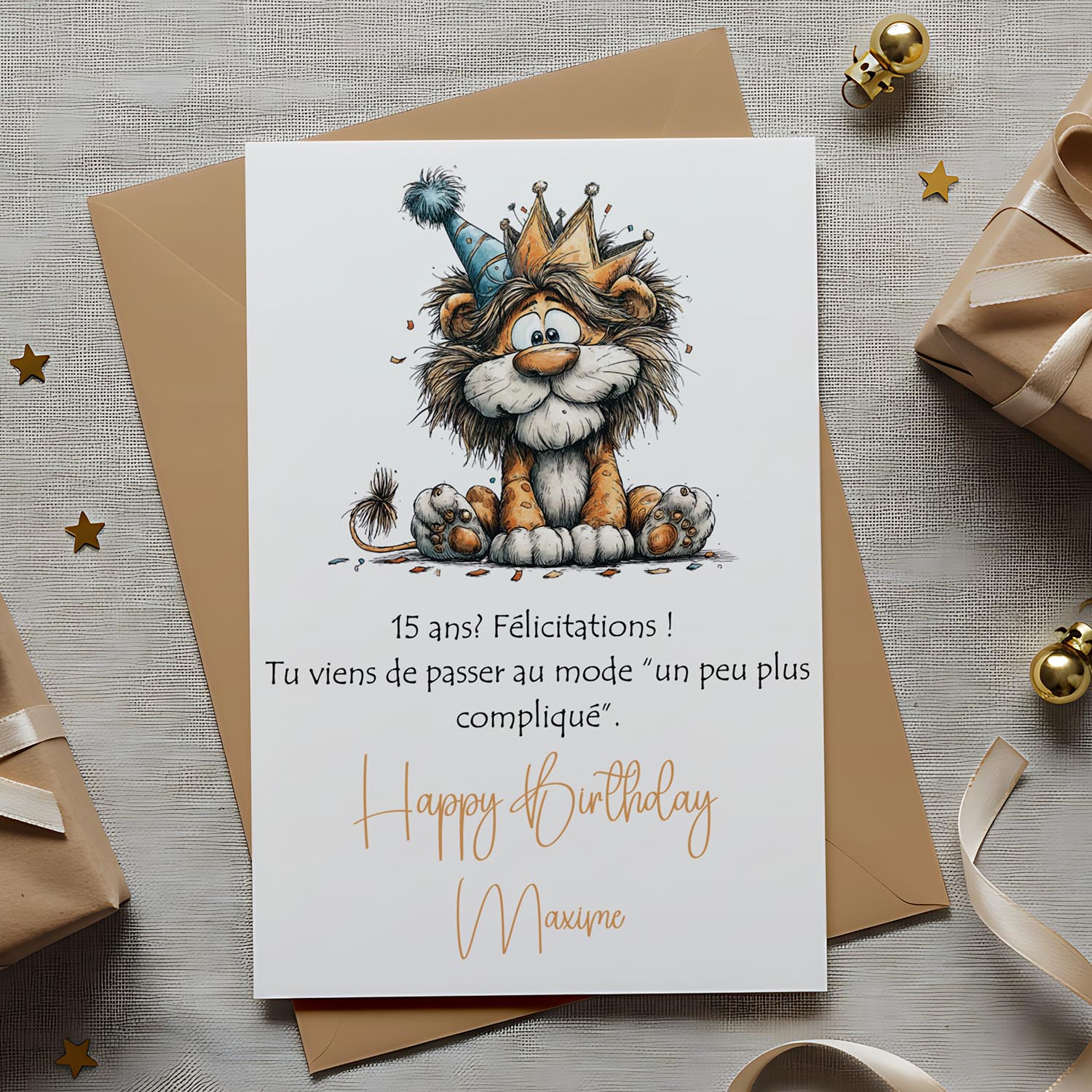 Carte anniversaire personnalisée 15 ans humour – Passage ado | Carte drôle et originale