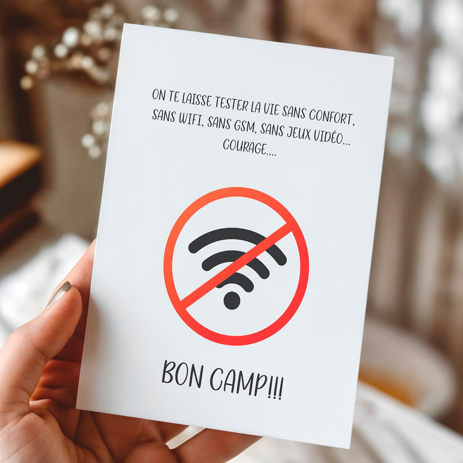 Carte camp ado humour – Sans wifi sans GSM | Carte drôle originale