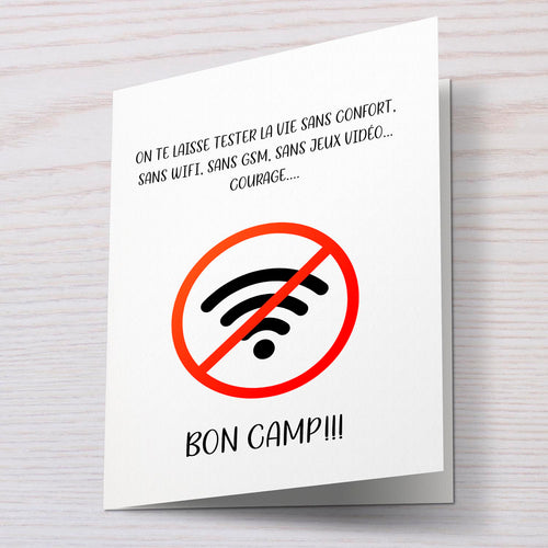Carte camp ado humour – Sans wifi sans GSM | Carte drôle originale