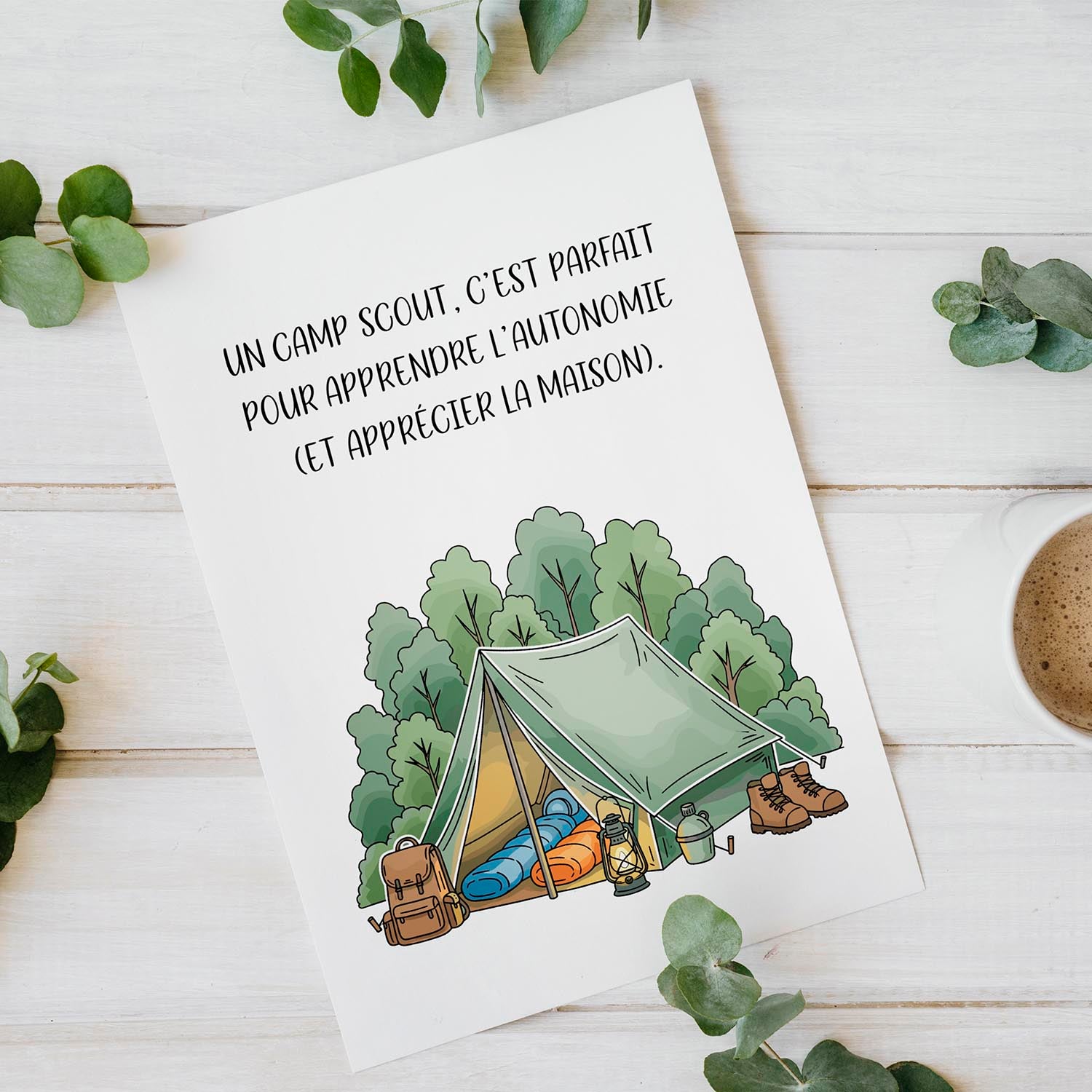 Carte camp scout – Humour autonomie enfant | Carte drôle parents