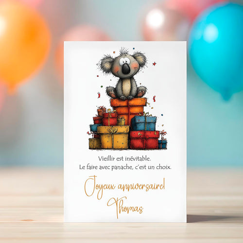 Carte anniversaire personnalisée  humour – Vieillir avec panache | Carte originale et drôle