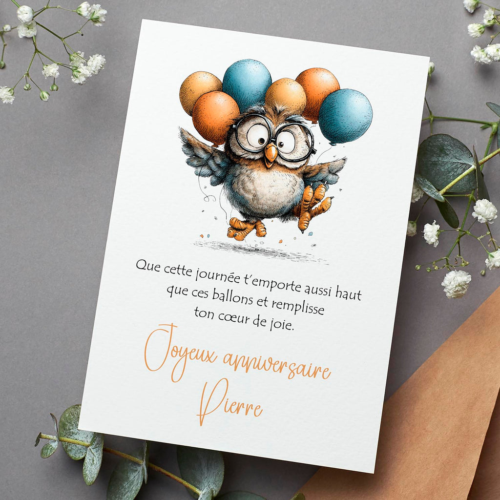 Carte anniversaire personnalisée – Joie et légèreté | Carte poétique et originale
