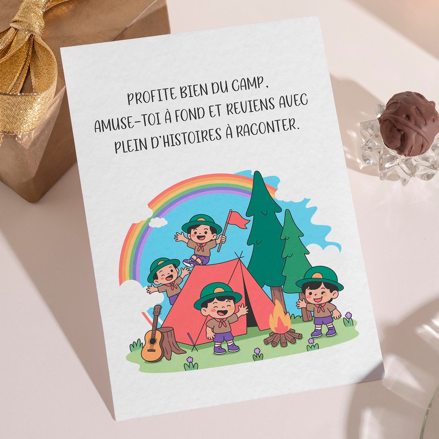 Carte camp vacances enfant – Message joyeux | Carte originale et tendre