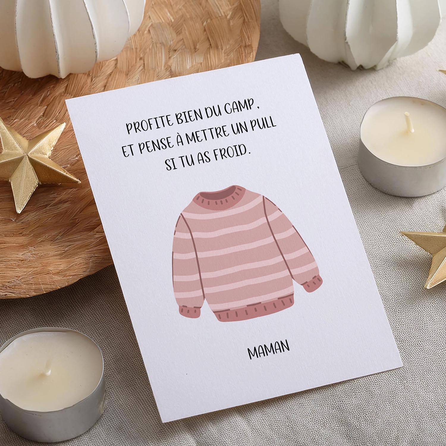 Carte camp vacances – Message maman drôle | Carte enfant originale