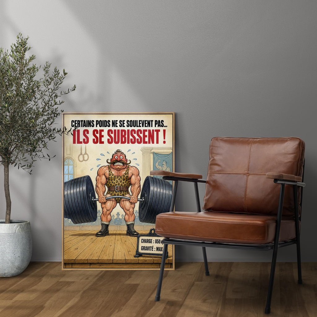 Affiche musculation humoristique – Certains poids se subissent – Cadeau sportif