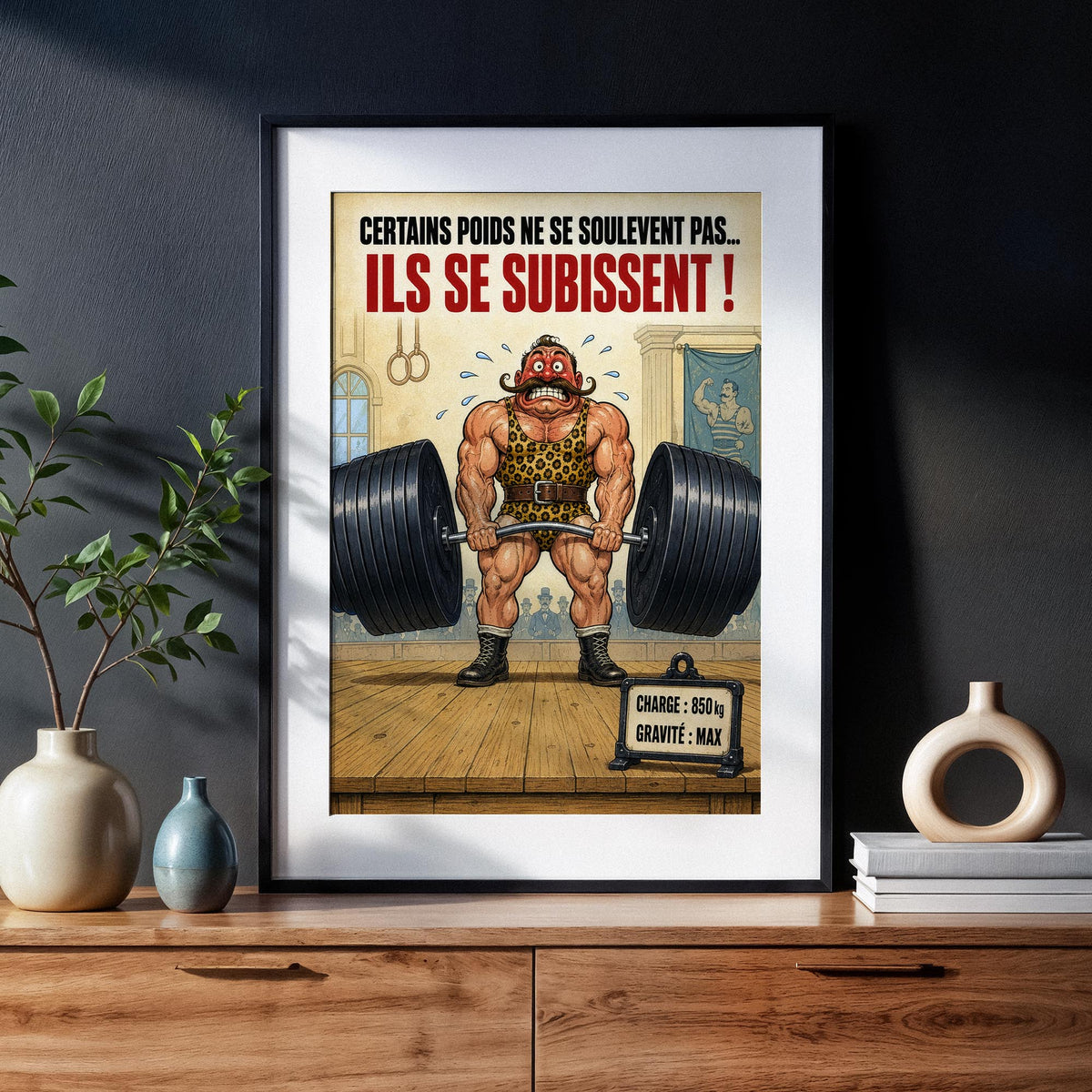Affiche musculation humoristique – Certains poids se subissent – Cadeau sportif