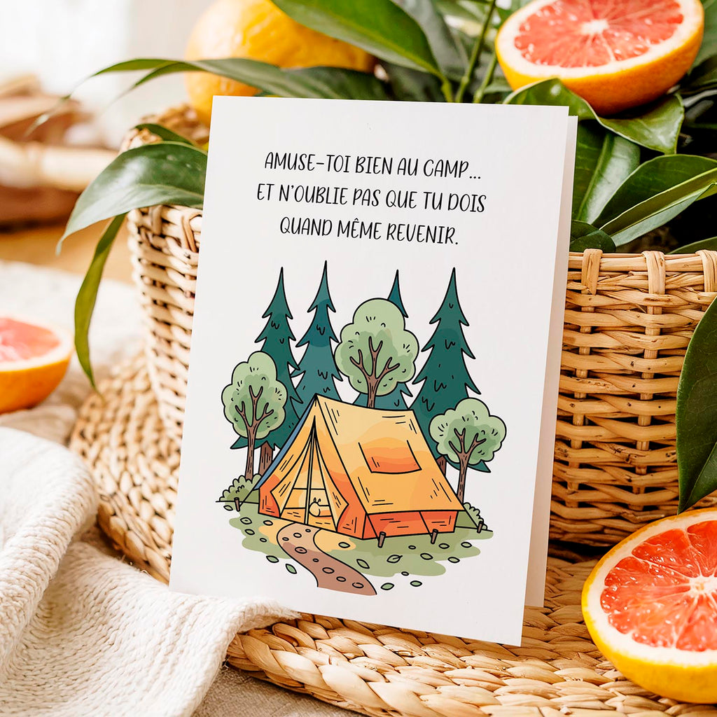 Carte camp vacances enfant – Message drôle et tendre | Carte originale