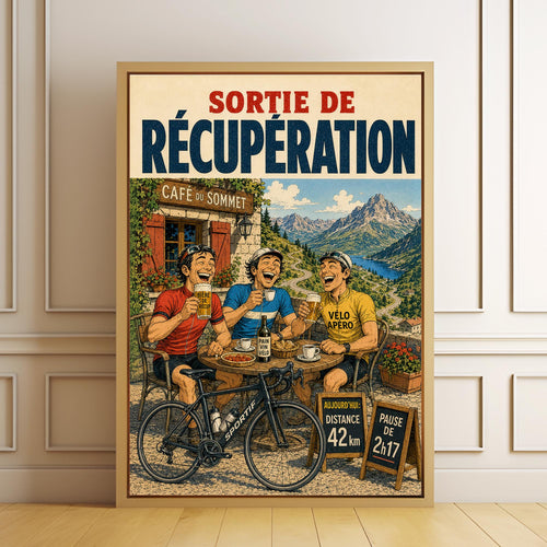 Affiche cyclisme humoristique – Sortie de Récupération – Cadeau cycliste