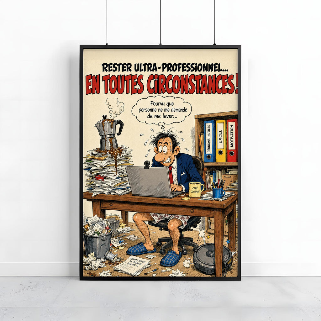 Affiche télétravail humoristique – En Toutes Circonstances – Cadeau collègue